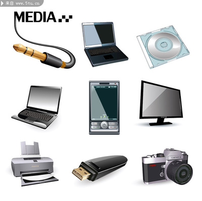 數碼產品圖標矢量素材 現代設計的實用之選